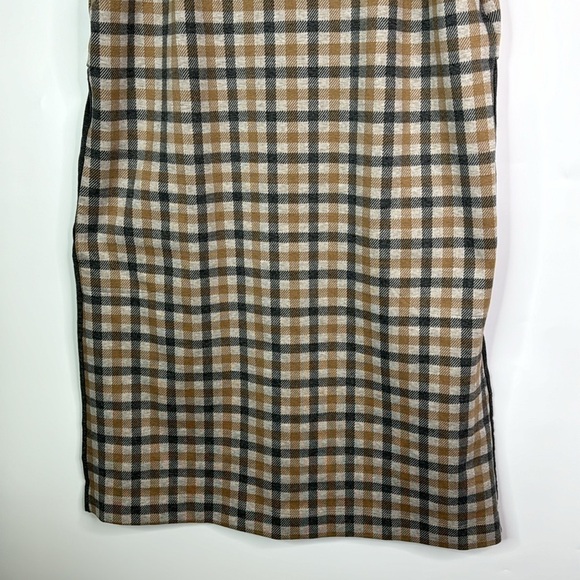 J.Jill Brown Gray Plaid Short Sleeve Shift Dress Size Large Tall - Picture 3 of 10